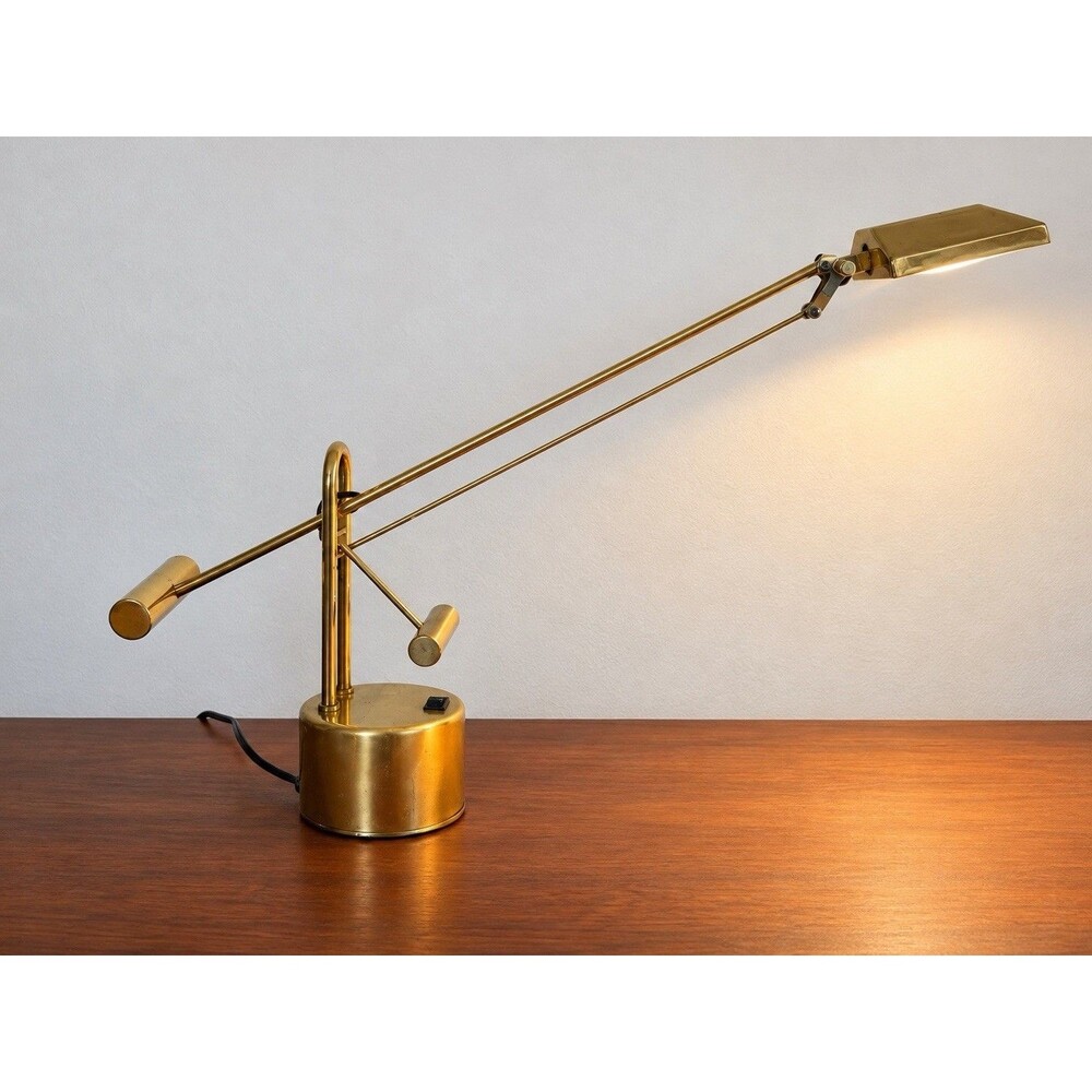 Vintage 1982 Brass Counterbalance Halogen Desk Lamp 12V 50W Postmodern